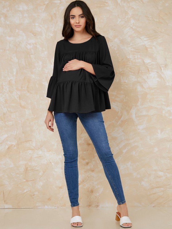 SHEIN Maternity Bell Sleeve Smock Top