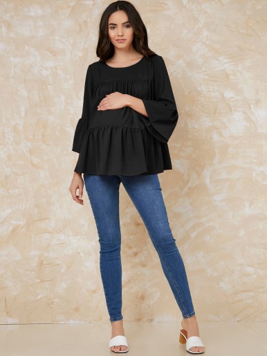 SHEIN Maternity Bell Sleeve Smock Top