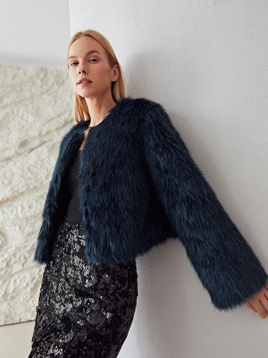 MOTF PREMIUM OPEN FRONT FUZZY COAT