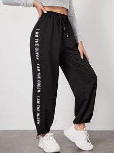 Breathable Softness Slogan Sports Pants