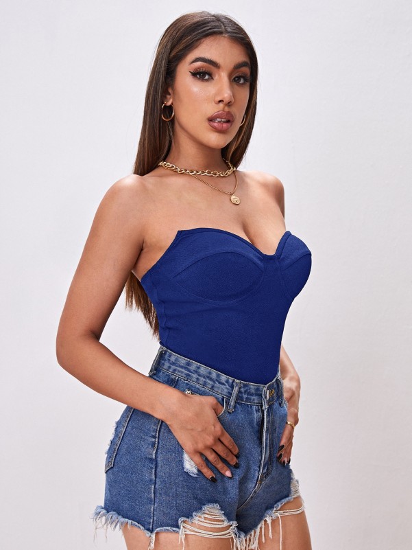 SHEIN BAE Solid Tube Bodysuit