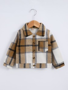 Toddler Boys Plaid Patched Pocket Overcoat