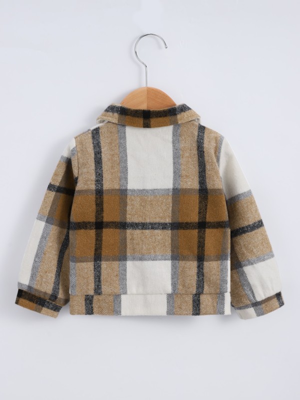 Toddler Boys Plaid Patched Pocket Overcoat