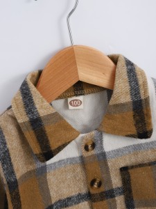 Toddler Boys Plaid Patched Pocket Overcoat