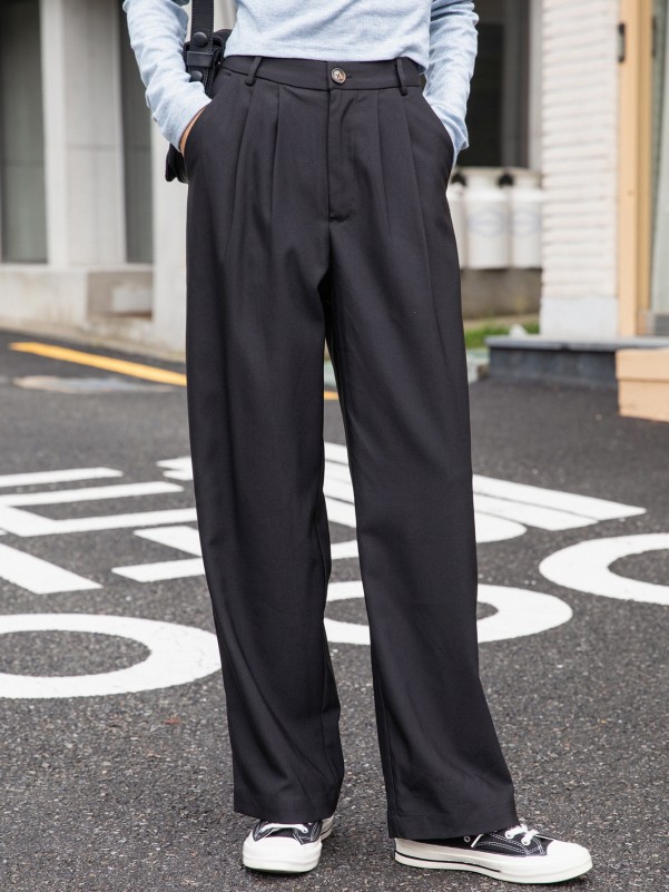 DAZY Slant Pocket Fold Pleated Tailored Pants