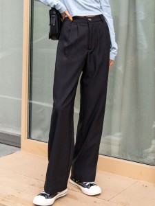 DAZY Slant Pocket Fold Pleated Tailored Pants