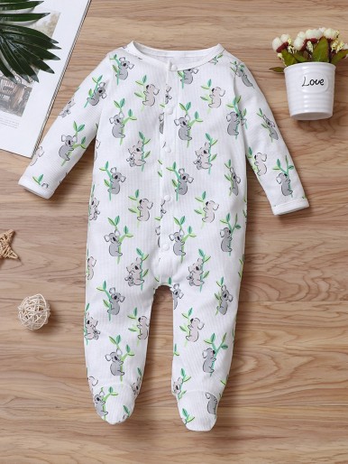 Baby Koala Print Footed Sleep Jumpsuit