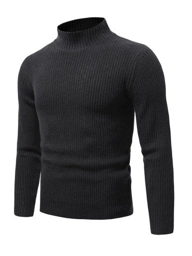 Men Marled Knit High Neck Sweater