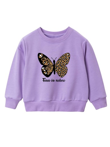 Toddler Girls Slogan & Butterfly Print Sweatshirt