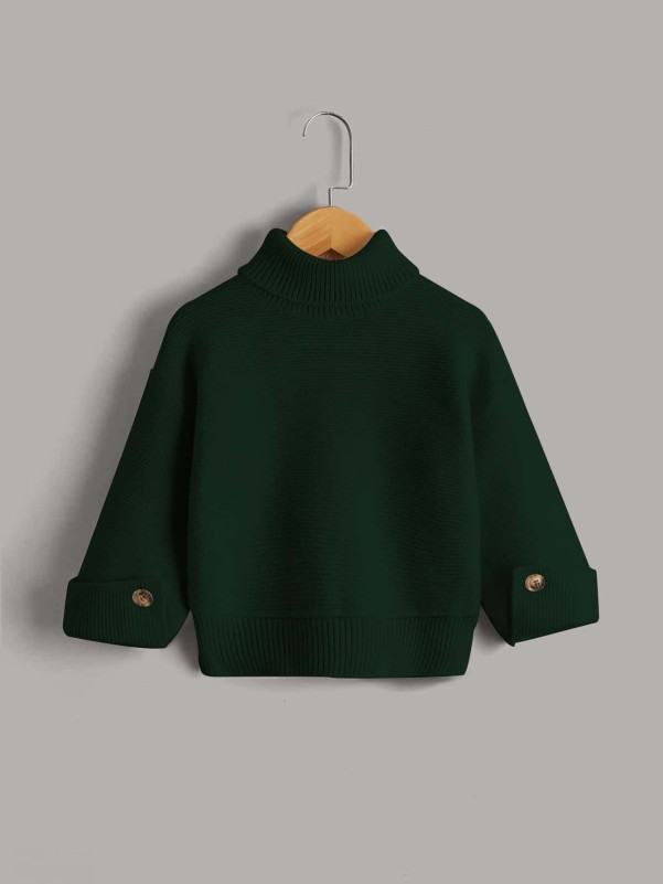 Toddler Girls Solid High Neck Sweater