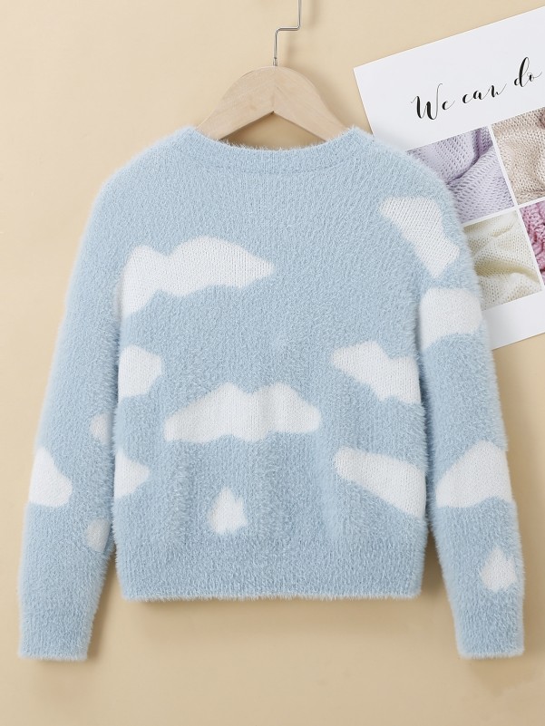 Toddler Girls Cloud Pattern Sweater