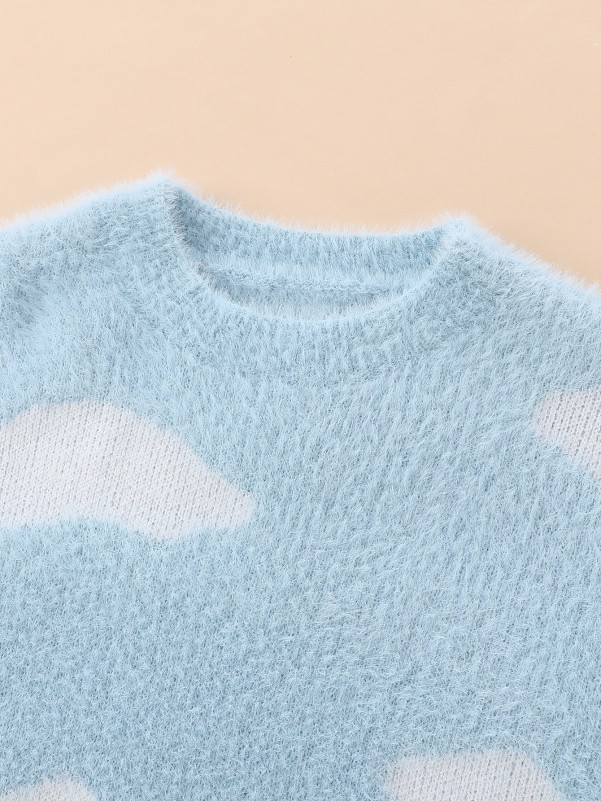 Toddler Girls Cloud Pattern Sweater