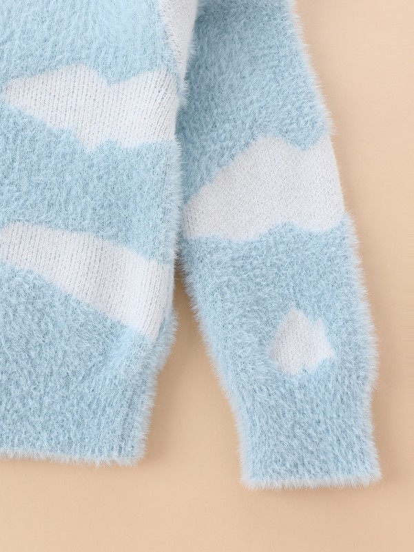 Toddler Girls Cloud Pattern Sweater