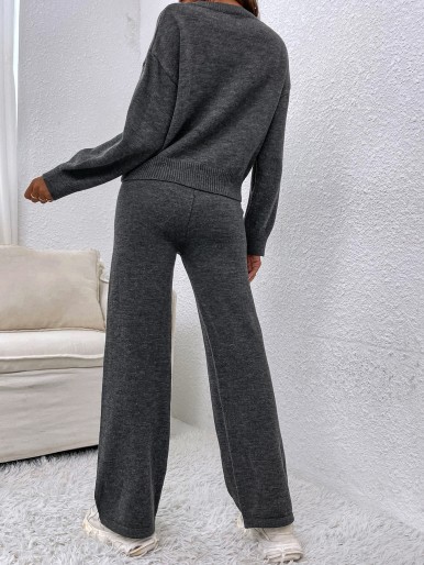 Drop Shoulder Sweater & Knit Pants