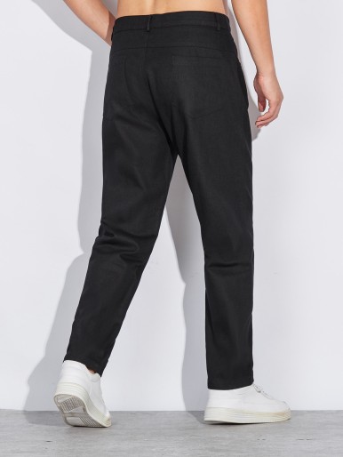 Men Solid Slant Pocket Pants