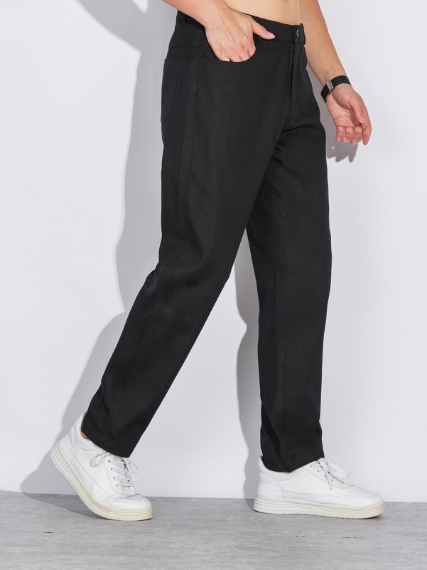 Men Solid Slant Pocket Pants