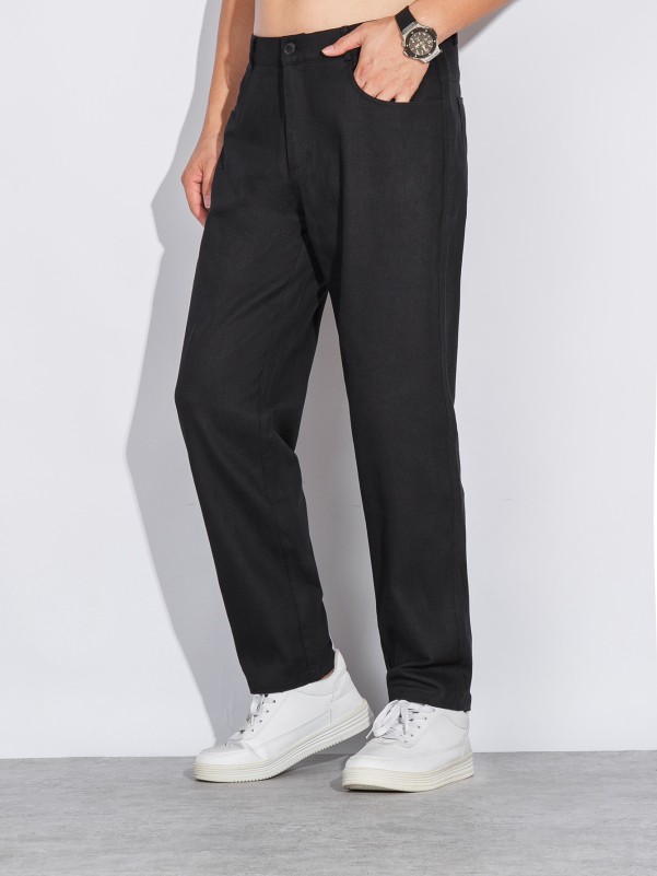 Men Solid Slant Pocket Pants