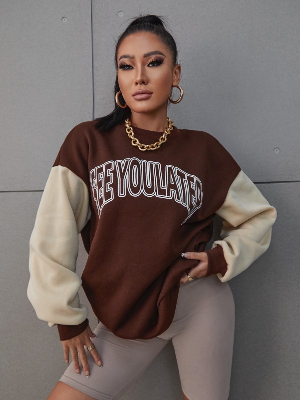 Drop Shoulder Crewneck - Brown