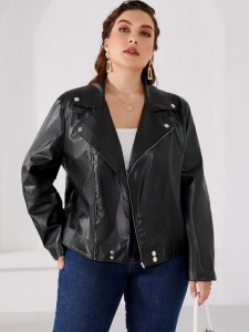 Plus Zip Up PU Moto Jacket