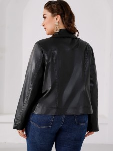 Plus Zip Up PU Moto Jacket