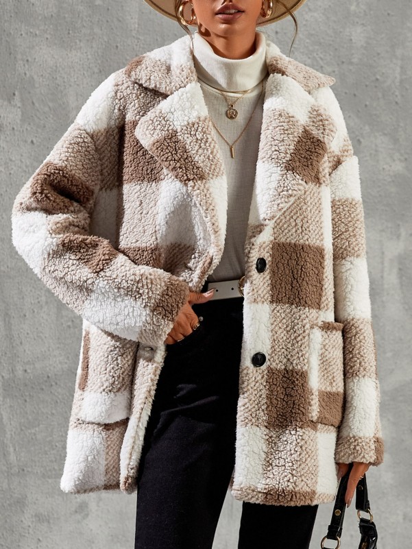 Dual pocket faux clearance fur teddy jacket