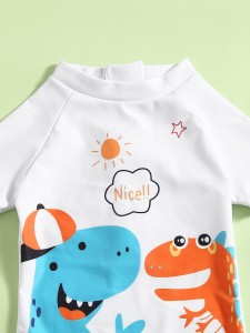 Toddler Boys Cartoon Dinosaur Print One Piece Swimsuit