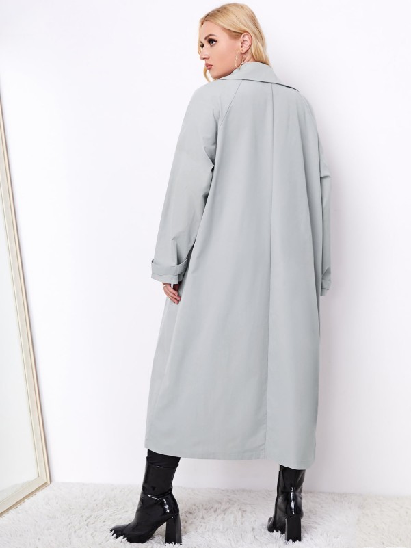 Plus Raglan Sleeve Single Breasted Trench Coat