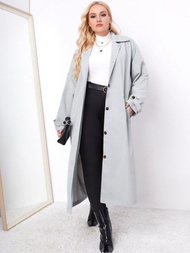 Plus Raglan Sleeve Single Breasted Trench Coat