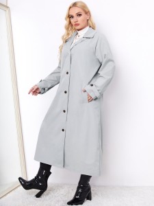 Plus Raglan Sleeve Single Breasted Trench Coat