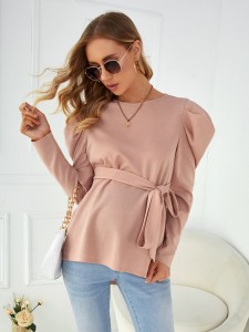 SHEIN Maternity Gigot Sleeve Belted Blouse