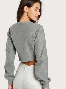 Twist Front Heather Knit Sweatshirt