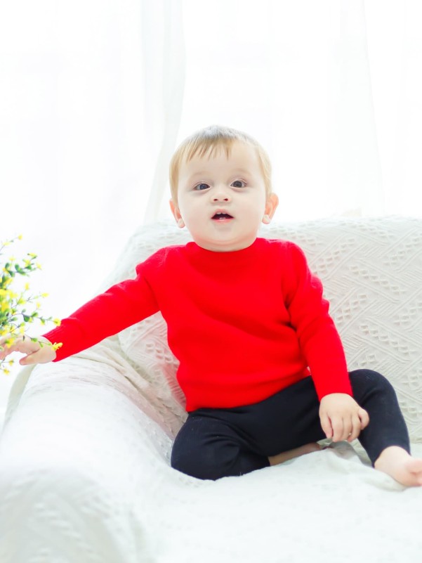 Baby Solid Round Neck Sweater