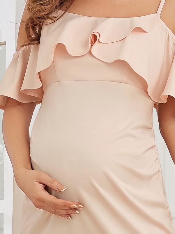 EVER-PRETTY Maternity Cold Shoulder Ruffle Trim Dress