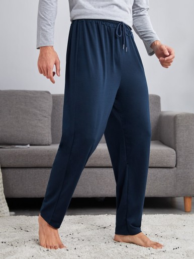 Men Solid Drawstring Lounge Pants