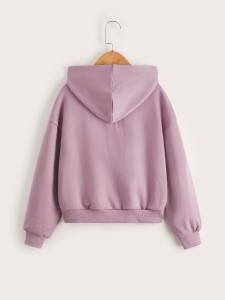 SHEIN Girls Changeable Sequins Rabbit Pattern Pompom Patched Hoodie