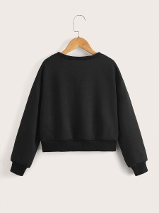 SHEIN Girls Letter Graphic Drop Shoulder Pullover