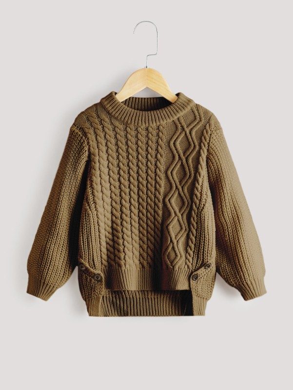 Toddler Girls Cable Knit High Low Sweater