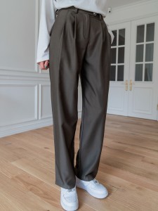 DAZY Slant Pocket Fold Pleated Tailored Pants
