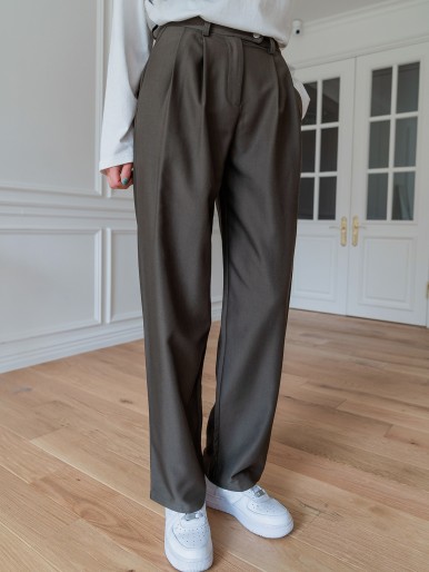 DAZY Slant Pocket Fold Pleated Tailored Pants