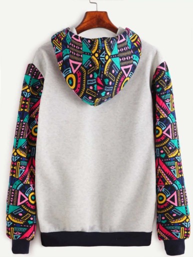 Plus Ornate Print Hooded Sweatshirt