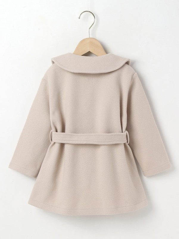 Toddler Girls Statement Collar Belted Overcoat