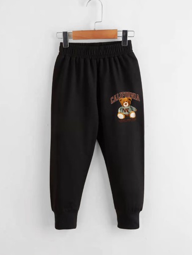 Toddler Boys Slogan & Bear Print Sweatpants