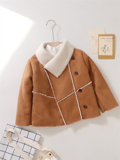 Toddler Boys Borg Collar Teddy Lined Suedette Coat Without Tee