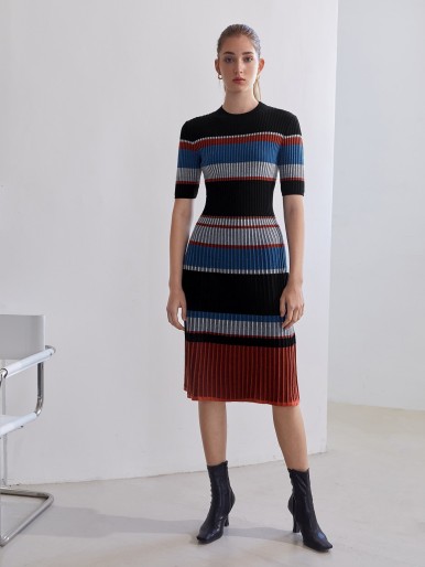 MOTF PREMIUM WOOL-MIX FITTED SWEATER DRESS