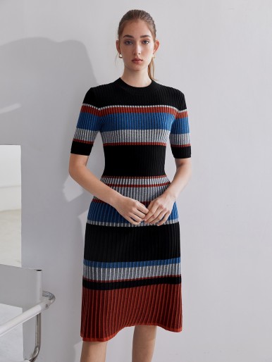 MOTF PREMIUM WOOL-MIX FITTED SWEATER DRESS