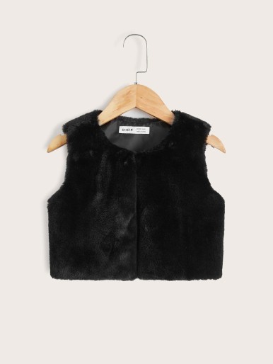 SHEIN Toddler Girls Open Front Vest Coat