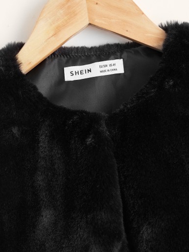 SHEIN معطف سترة مفتوح من الأمام للفتيات الصغيرات