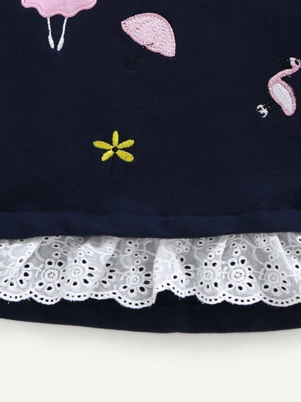 Toddler Girls Contrast Lace Embroidered Sweatshirt