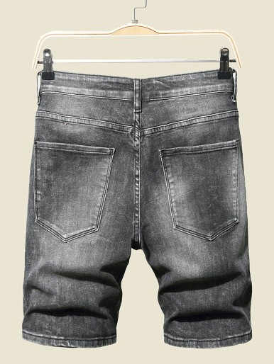 Men Cat Whisker Denim Shorts