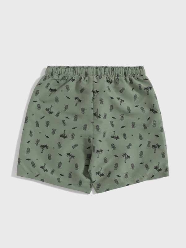 Boys Palm Tree & Pineapple Print Swim Shorts